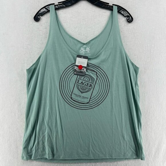 Firestone Walker Tank Top Women's L Green Graphic Scoop Neck Pullover Sleeveless - Picture 1 of 10